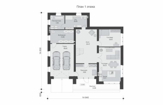 Двухэтажный дом с тремя спальнями, террасой и гаражом